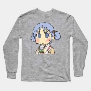 I draw that picture of mio drinking milk carton / funny nichijou face meme Long Sleeve T-Shirt